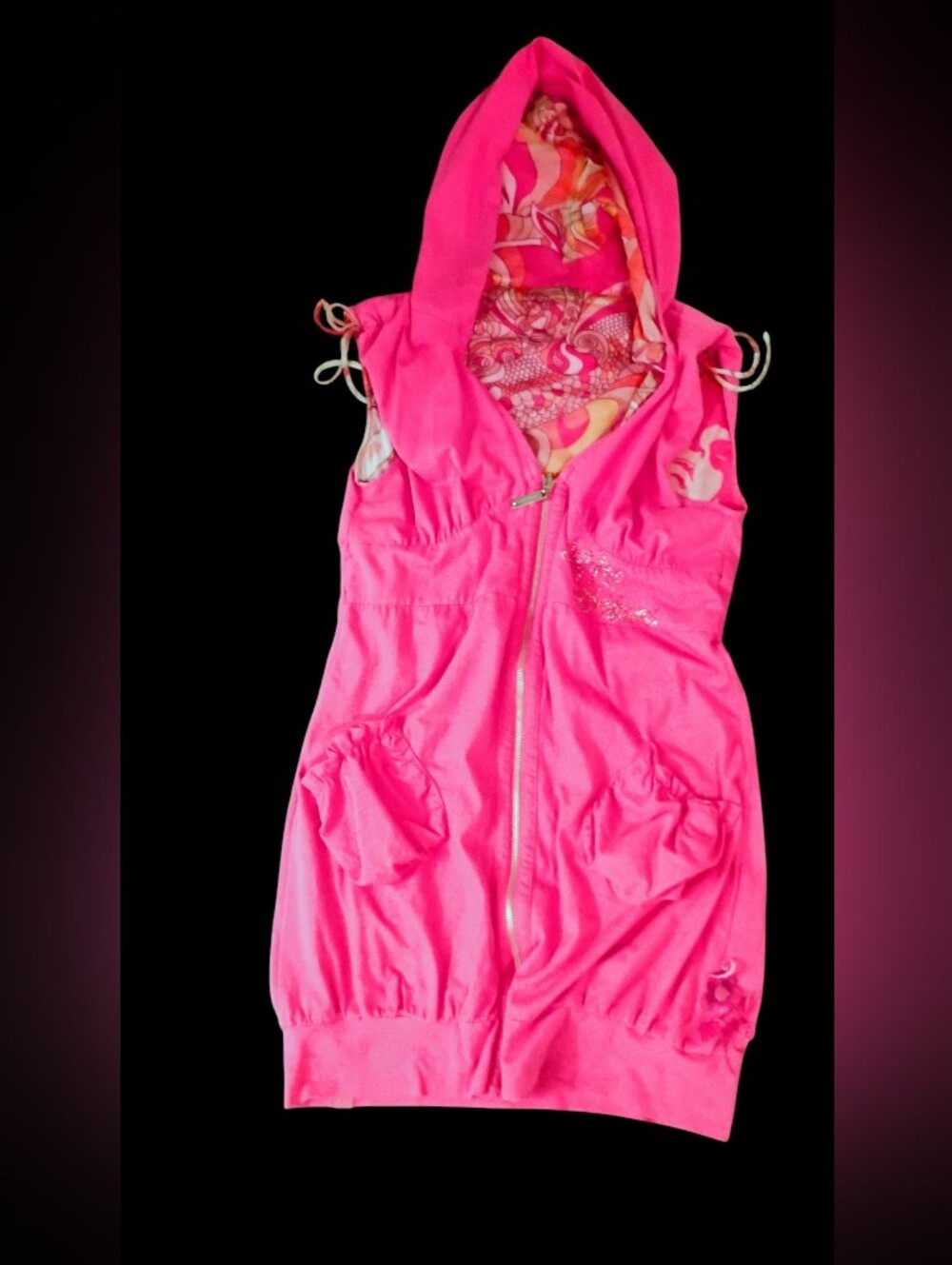 Apple Bottoms Reversible Pink Sleeveless Hoodie Dress Size Medium